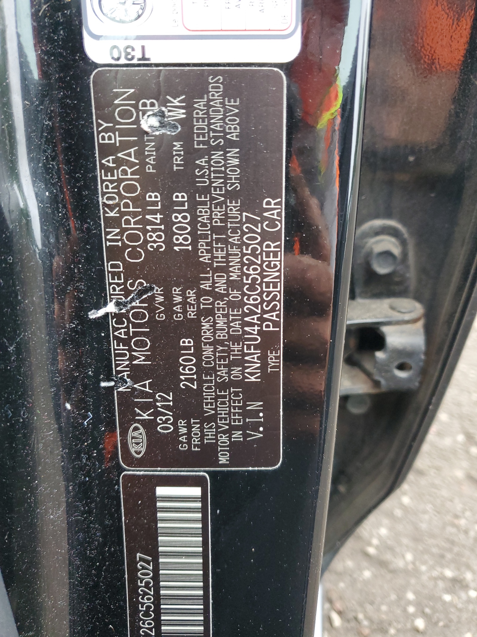 KNAFU4A26C5625027 2012 Kia Forte Ex