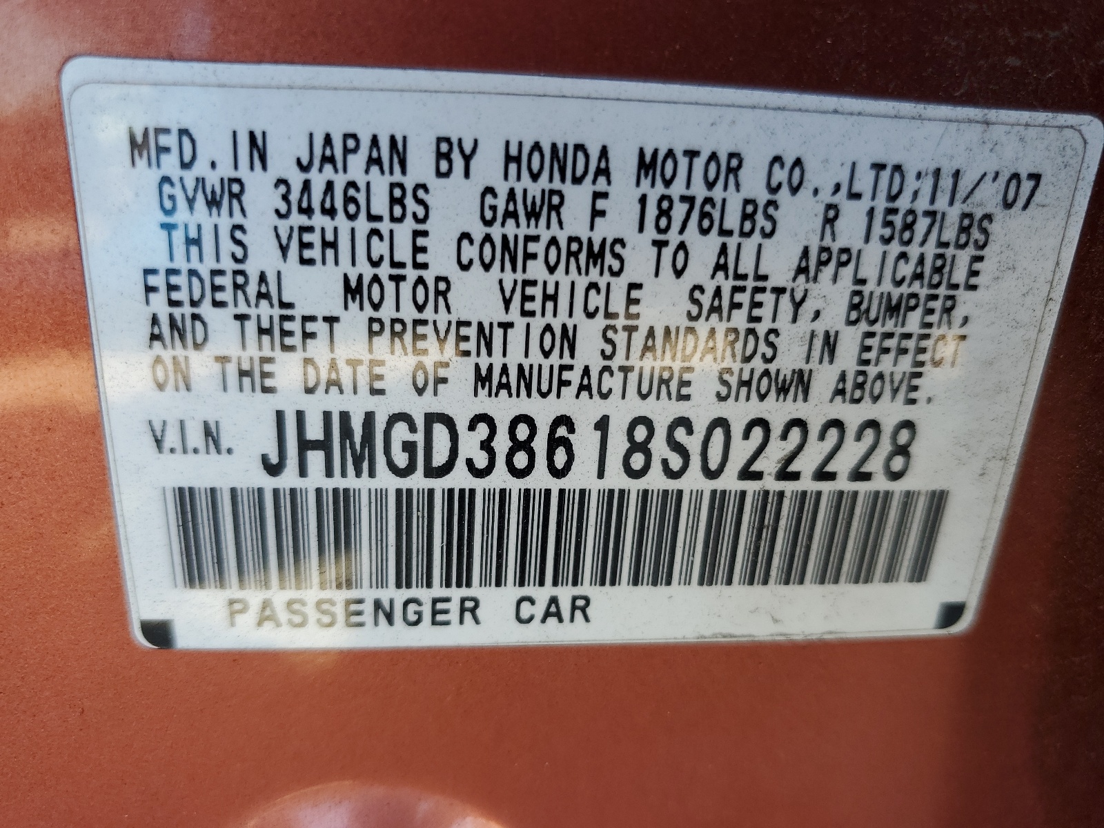 JHMGD38618S022228 2008 Honda Fit Sport