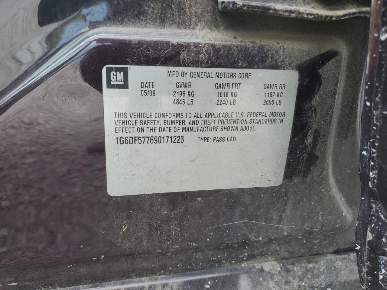 2009 Cadillac Cts VIN: 1G6DF577690171223 Lot: 62828744