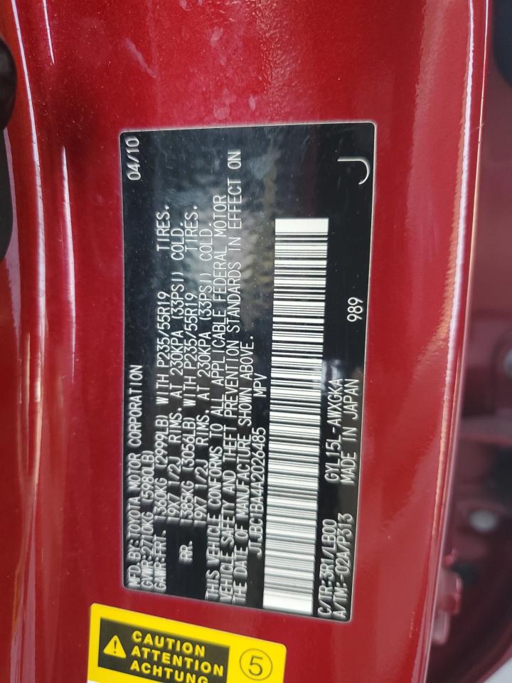 2010 Lexus Rx 450 VIN: JTJBC1BA4A2026485 Lot: 64261054