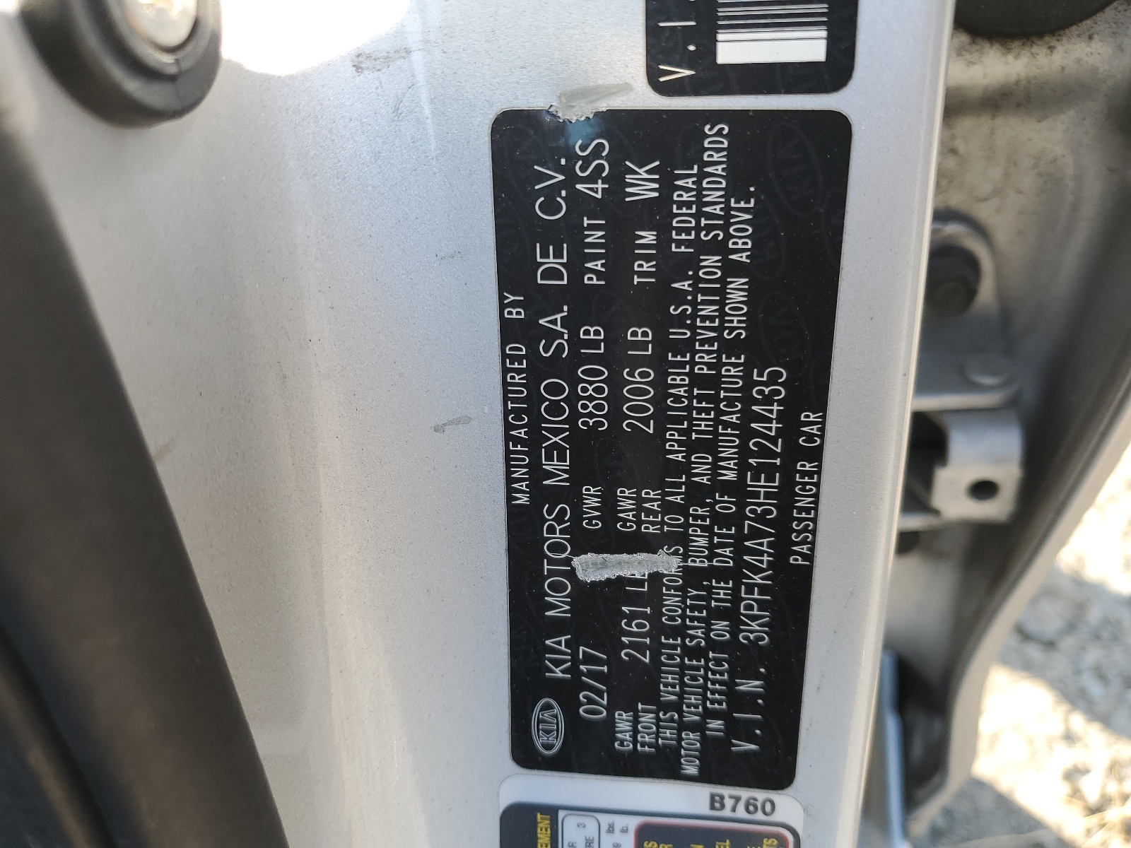 3KPFK4A73HE124435 2017 Kia Forte Lx