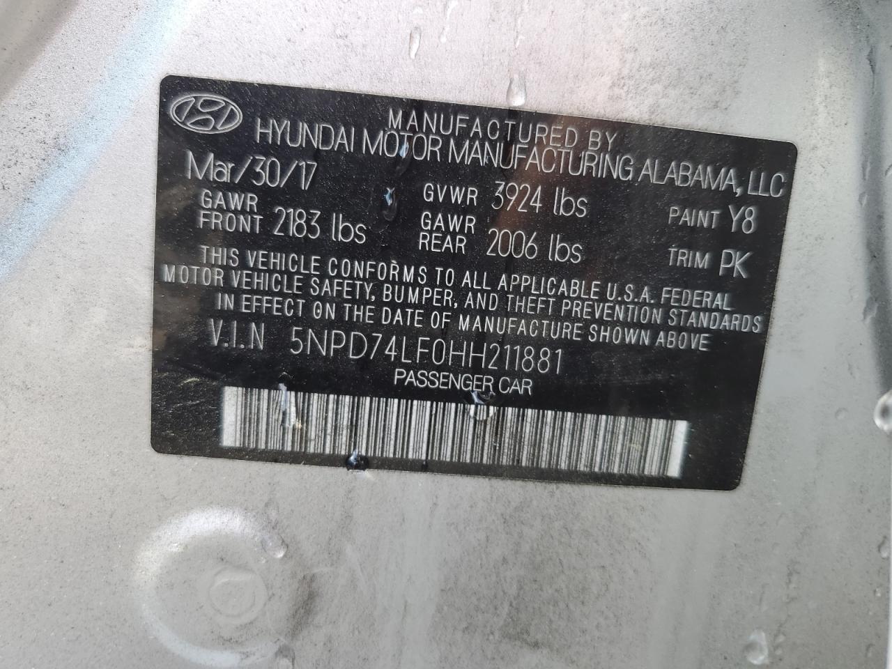 5NPD74LF0HH211881 2017 HYUNDAI ELANTRA - Image 12