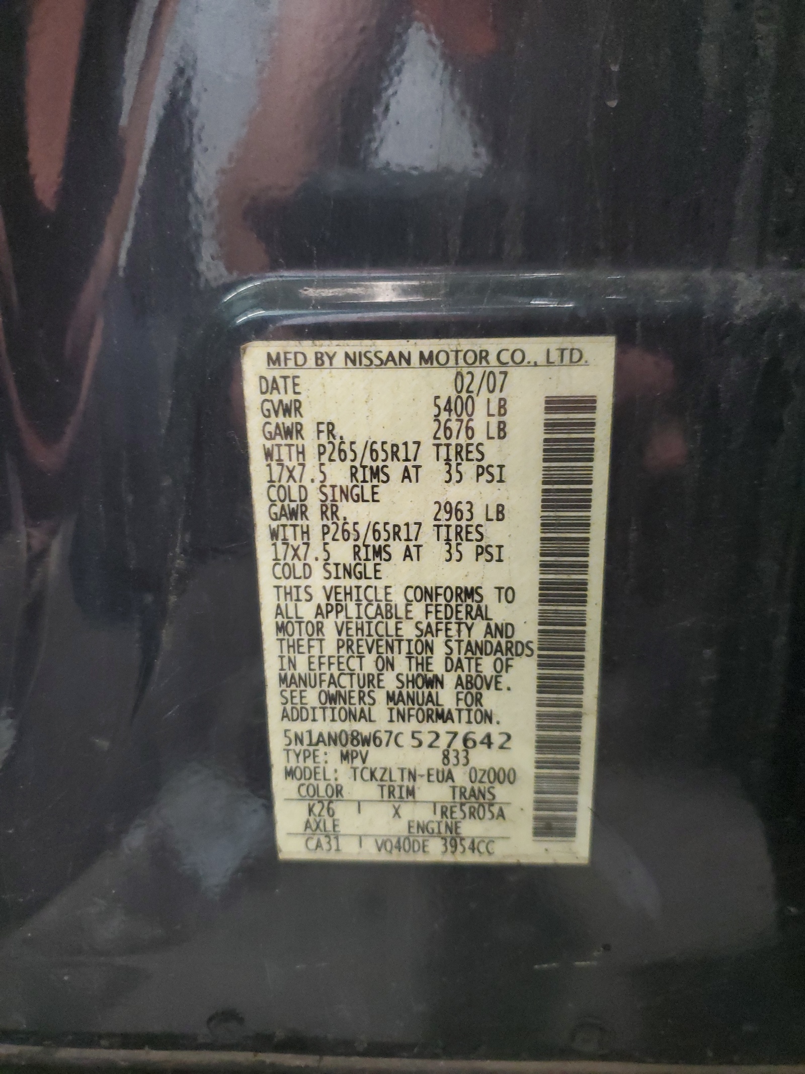 5N1AN08W67C527642 2007 Nissan Xterra Off Road