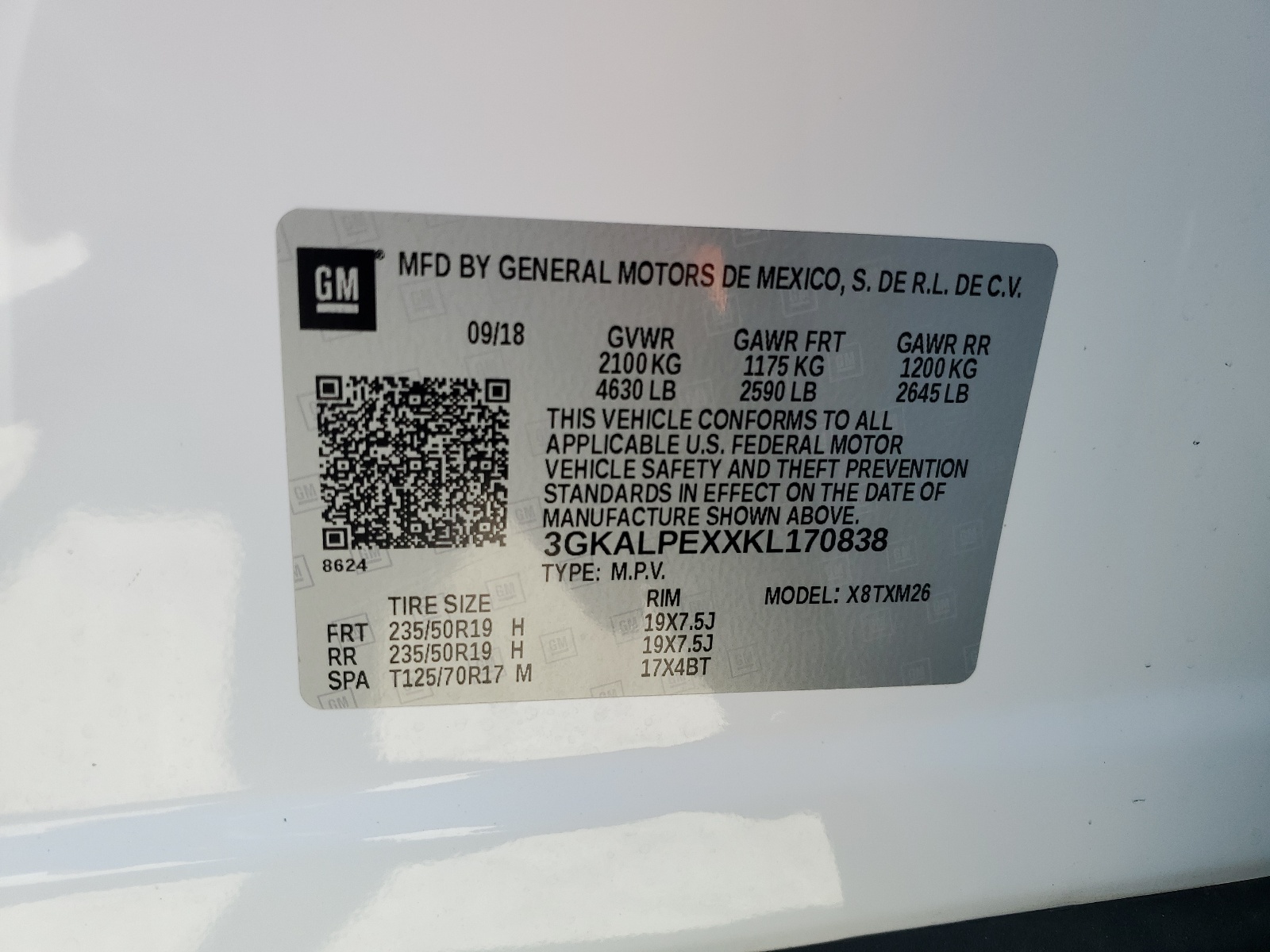 3GKALPEXXKL170838 2019 GMC Terrain Slt