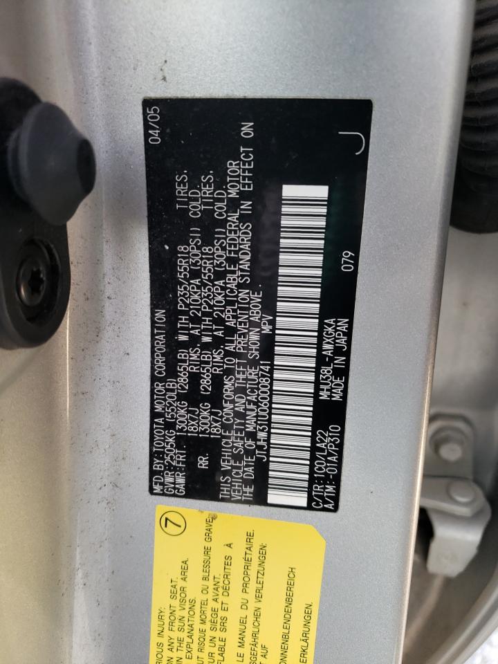 2006 Lexus Rx 400 VIN: JTJHW31U060008741 Lot: 65367164