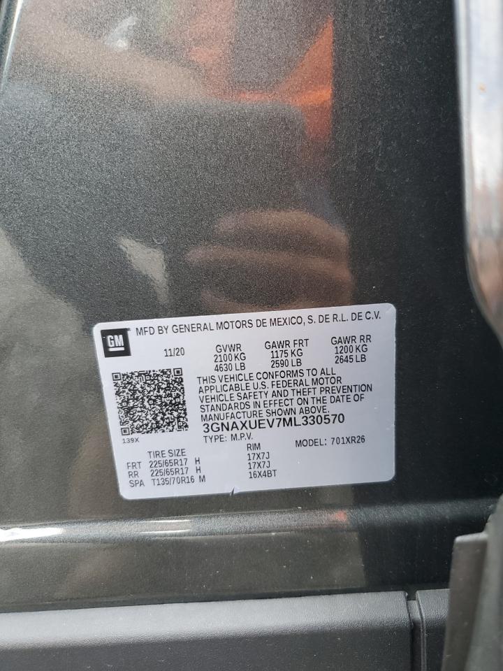 2021 Chevrolet Equinox Lt VIN: 3GNAXUEV7ML330570 Lot: 63272234