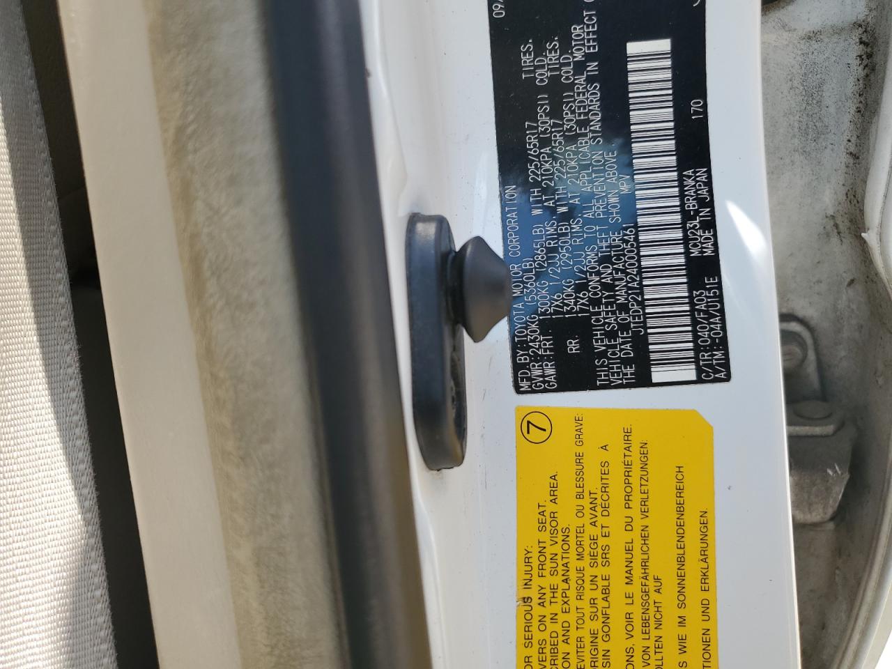 2004 Toyota Highlander Base VIN: JTEDP21A240005461 Lot: 61814344