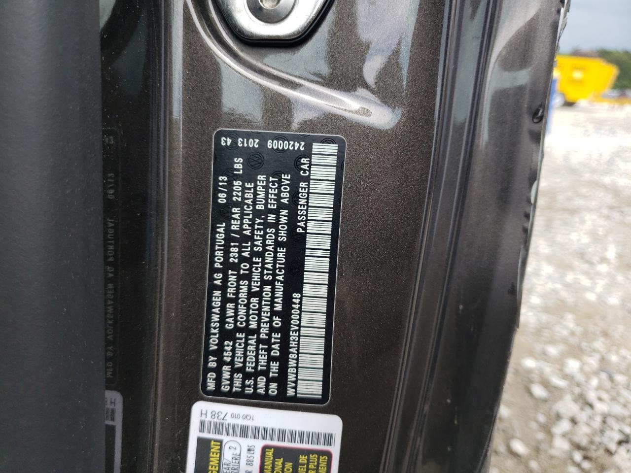 2014 Volkswagen Eos Komfort VIN: WVWBW8AH3EV000448 Lot: 63232144