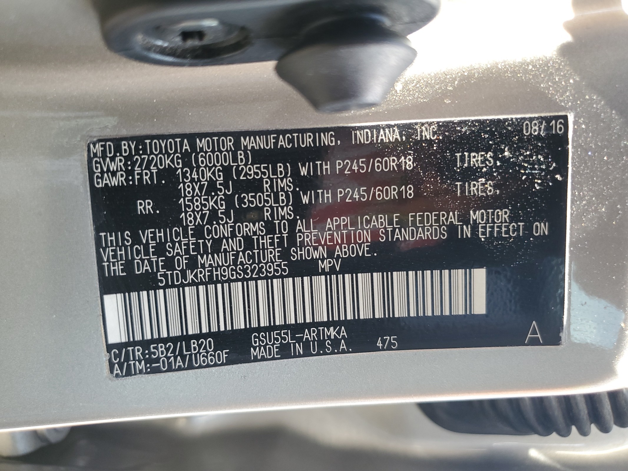 5TDJKRFH9GS323955 2016 Toyota Highlander Xle