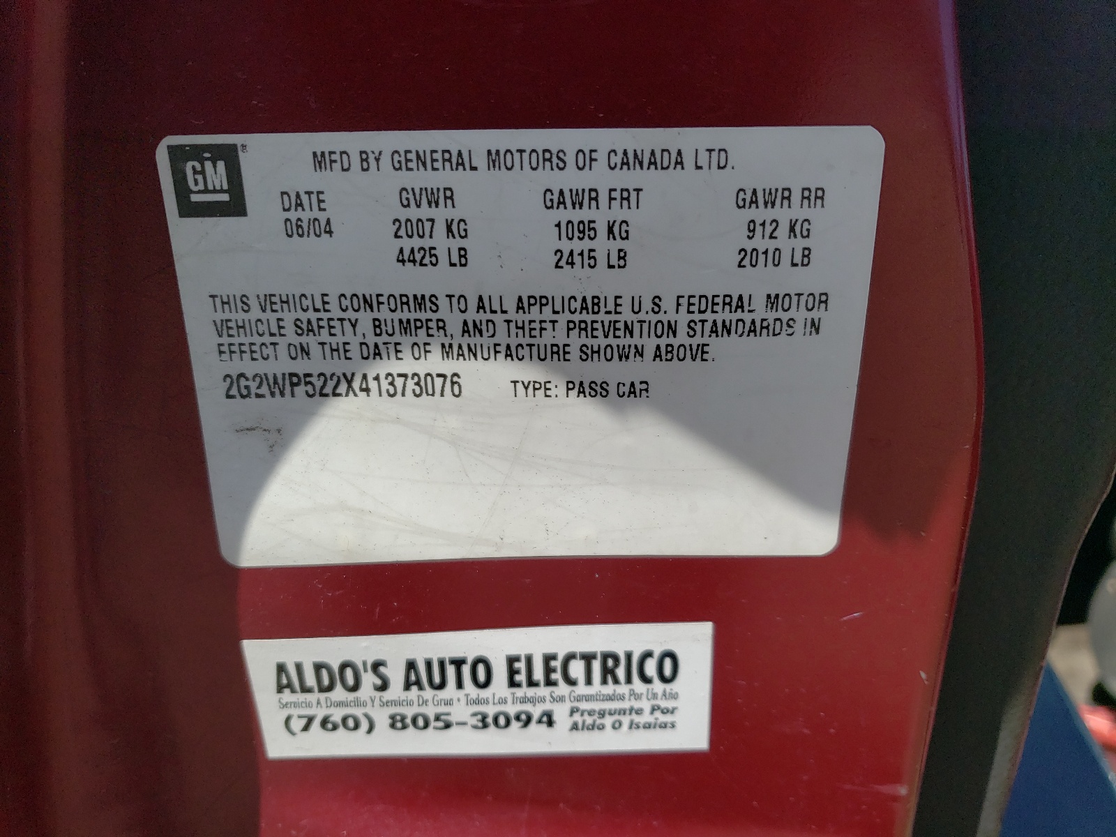 2G2WP522X41373076 2004 Pontiac Grand Prix Gt