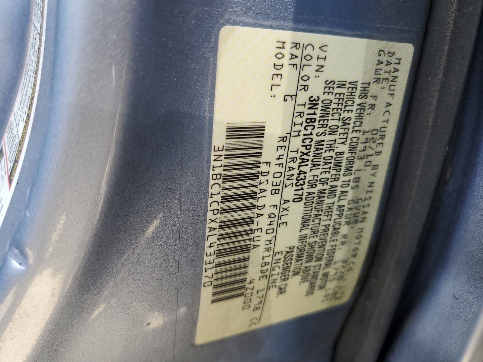 3N1BC1CPXAL433170 2010 Nissan Versa S