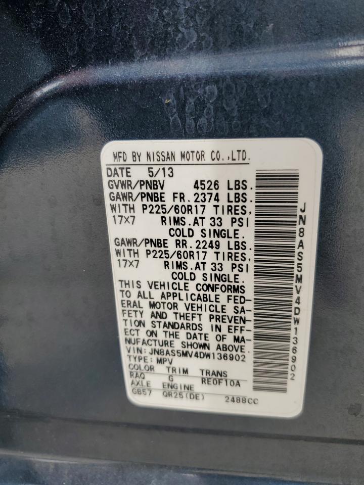 2013 Nissan Rogue S VIN: JN8AS5MV4DW136902 Lot: 62295624