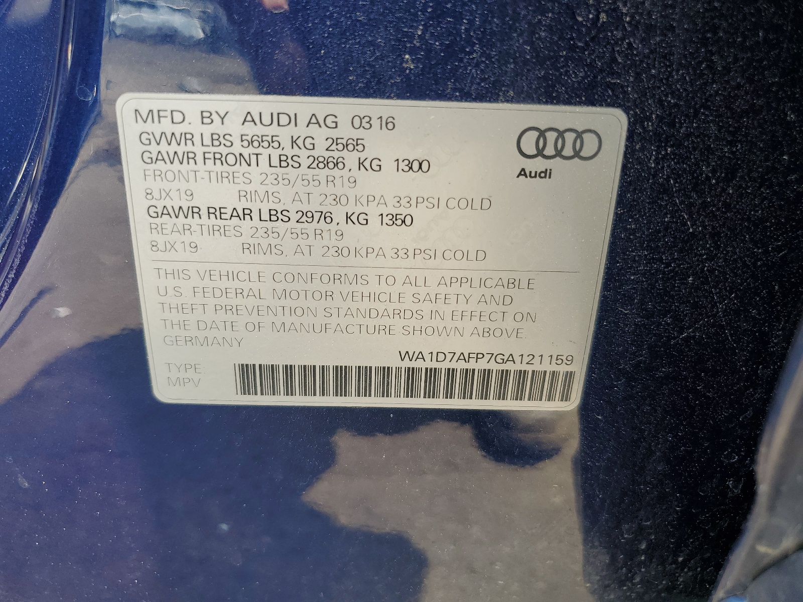 WA1D7AFP7GA121159 2016 Audi Q5 Premium Plus S-Line