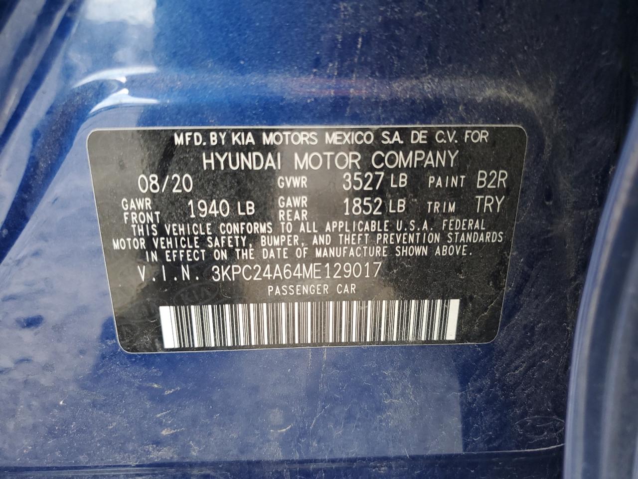 2021 Hyundai Accent Se VIN: 3KPC24A64ME129017 Lot: 63769824