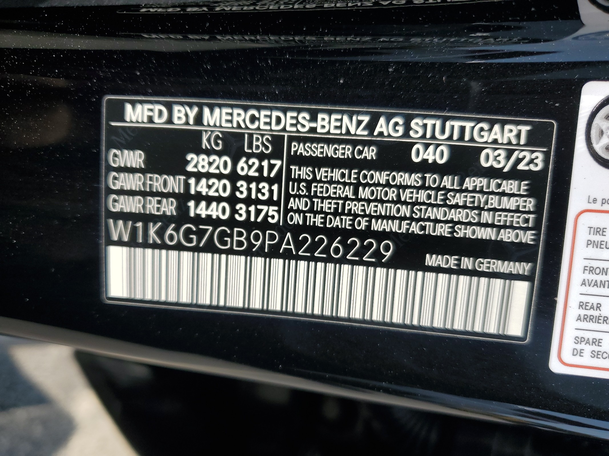 W1K6G7GB9PA226229 2023 Mercedes-Benz S 580 4Matic