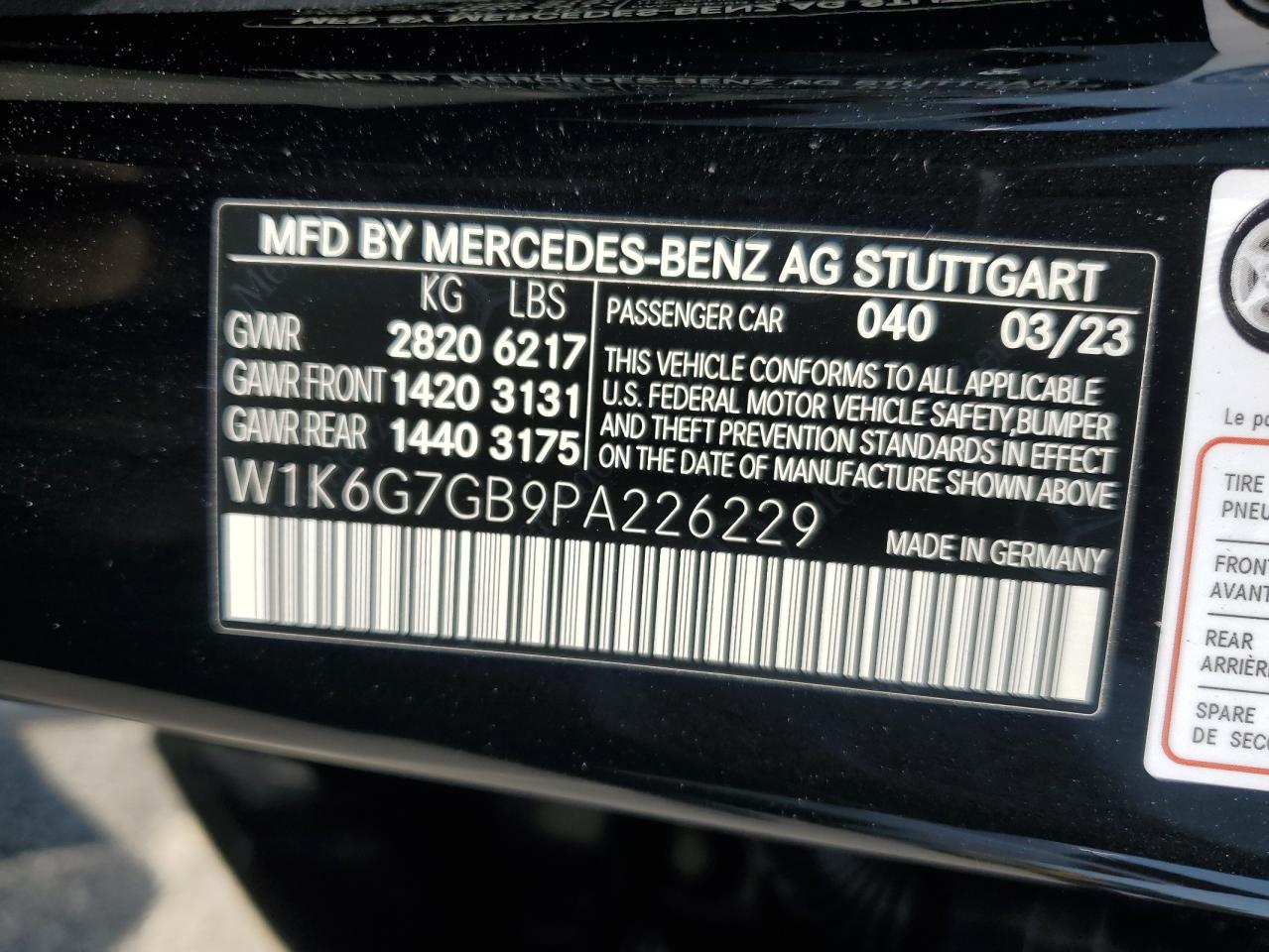 2023 Mercedes-Benz S 580 4Matic VIN: W1K6G7GB9PA226229 Lot: 62879154