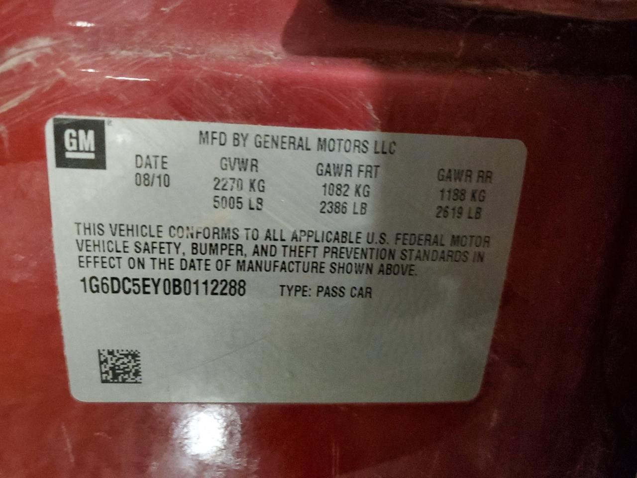 2011 Cadillac Cts VIN: 1G6DC5EY0B0112288 Lot: 64602224