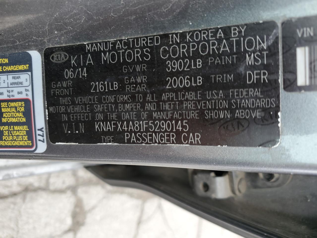 KNAFX4A81F5290145 2015 Kia Forte Ex