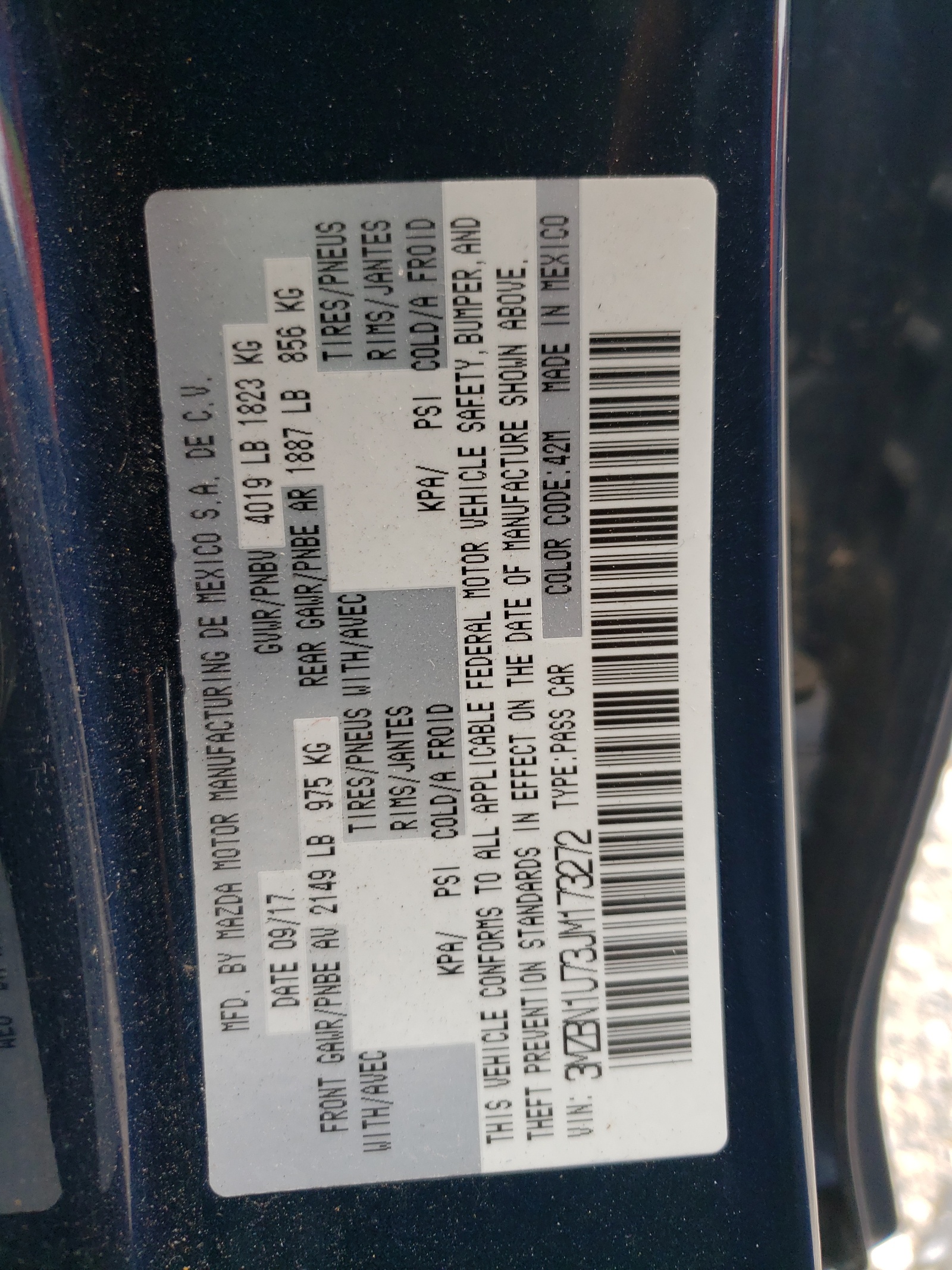 3MZBN1U73JM173272 2018 Mazda 3 Sport