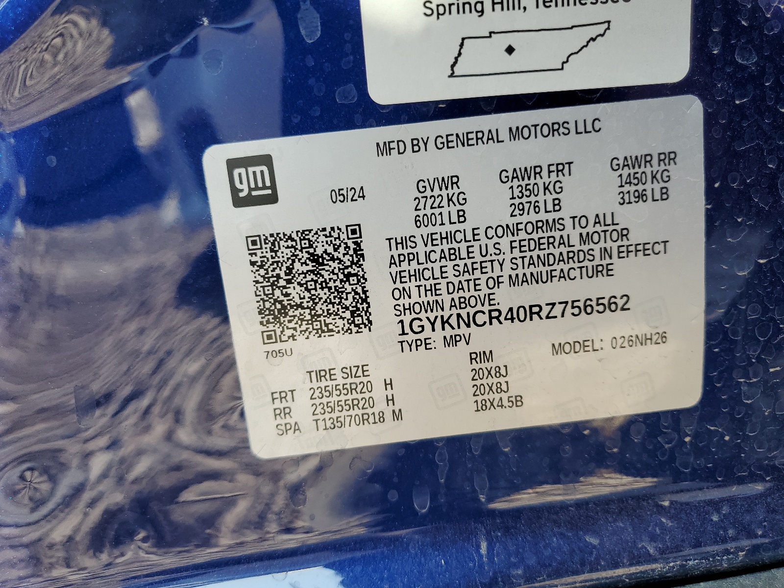 1GYKNCR40RZ756562 2024 Cadillac Xt5 Premium Luxury