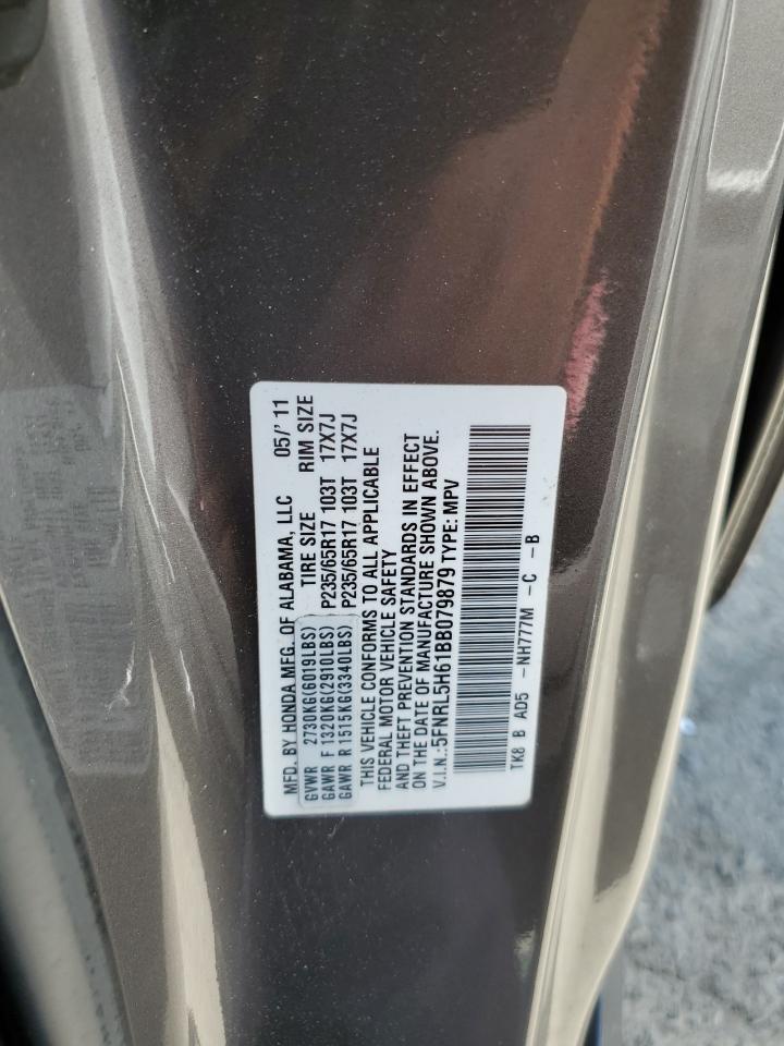 2011 Honda Odyssey Exl VIN: 5FNRL5H61BB079879 Lot: 61239844