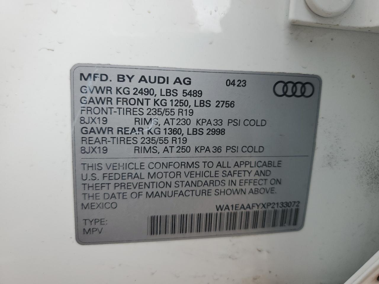 2023 Audi Q5 Premium Plus 45 VIN: WA1EAAFYXP2133072 Lot: 64274744