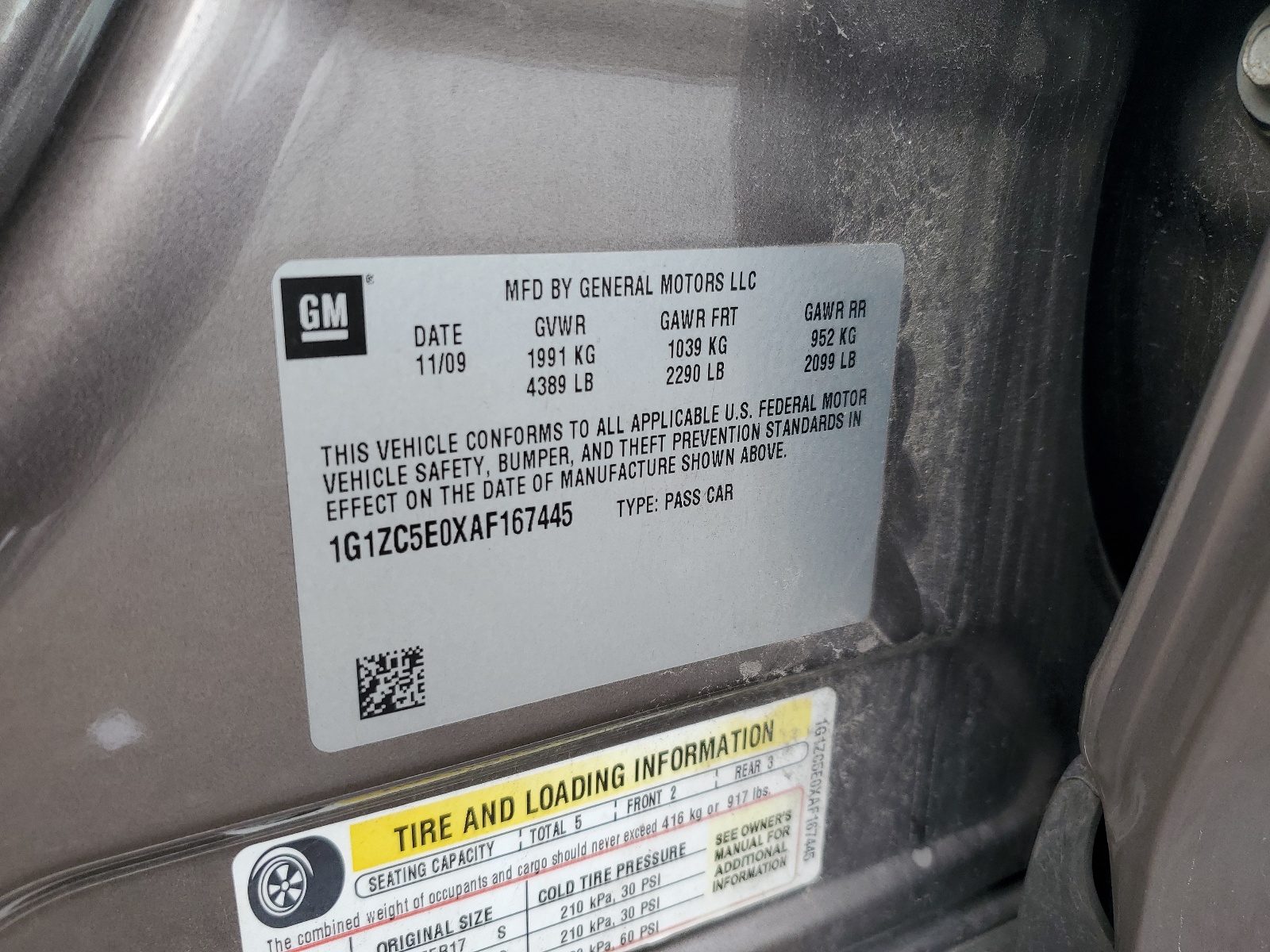 1G1ZC5E0XAF167445 2010 Chevrolet Malibu 1Lt