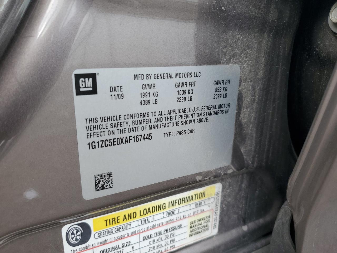 2010 Chevrolet Malibu 1Lt VIN: 1G1ZC5E0XAF167445 Lot: 61873294