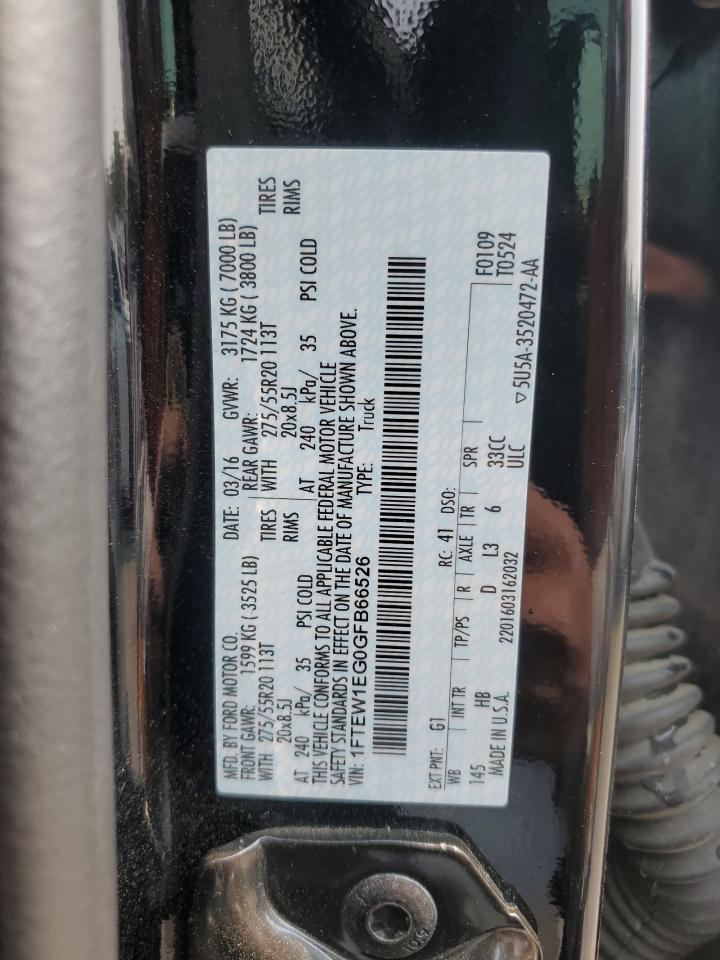 2016 Ford F150 Supercrew VIN: 1FTEW1EG0GFB66526 Lot: 63341584