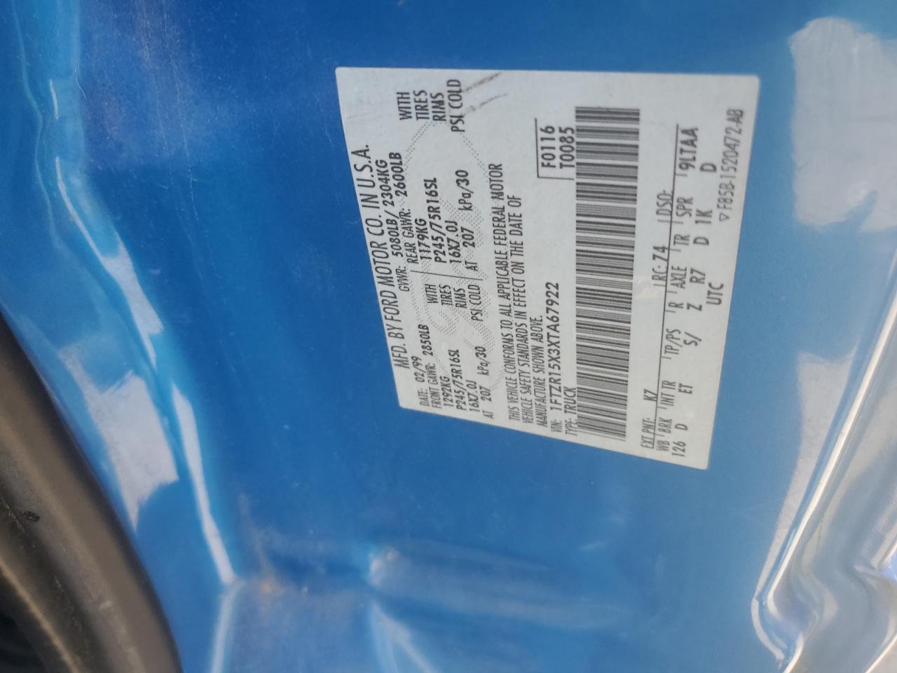 1999 Ford Ranger Super Cab VIN: 1FTZR15X3XTA67922 Lot: 62886424