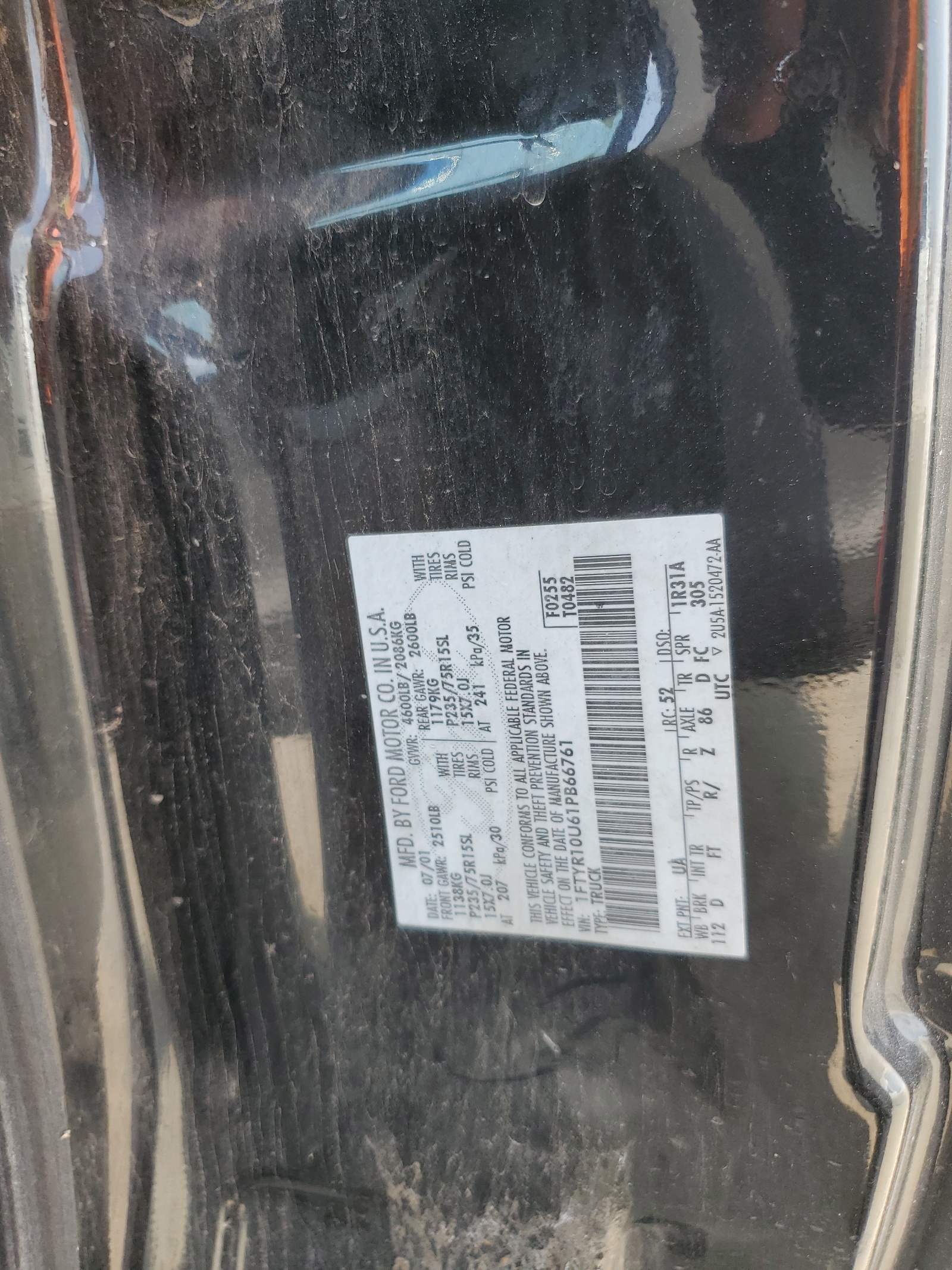 1FTYR10U61PB66761 2001 Ford Ranger