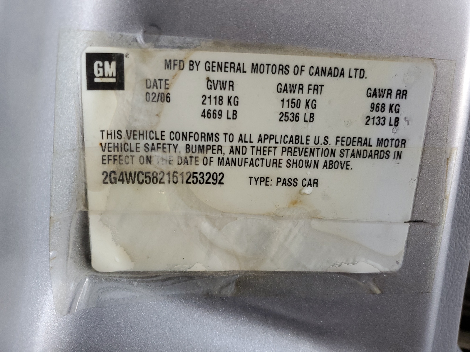 2G4WC582161253292 2006 Buick Lacrosse Cx