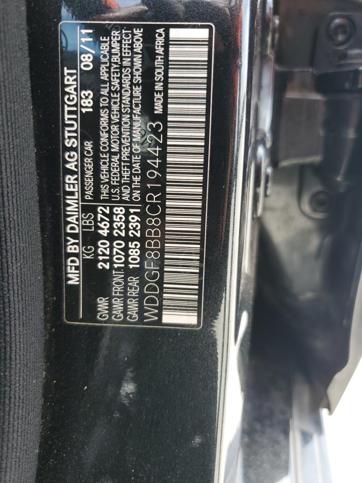 2012 Mercedes-Benz C 300 4Matic VIN: WDDGF8BB8CR194423 Lot: 63089214