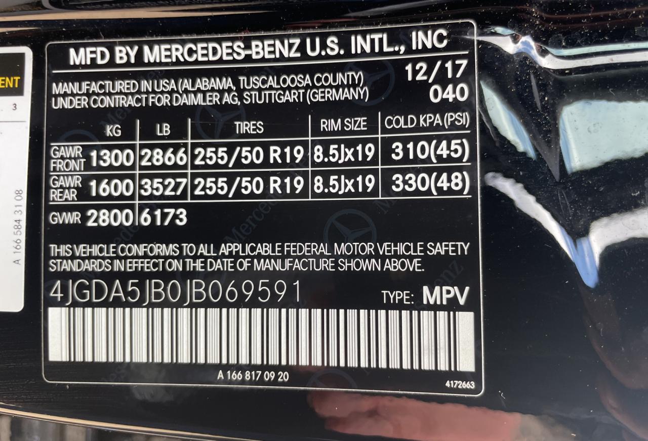 2018 Mercedes-Benz Gle 350 VIN: 4JGDA5JB0JB069591 Lot: 65366314