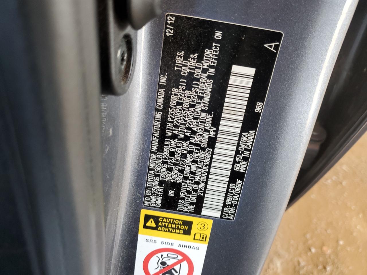 2013 Lexus Rx 350 Base VIN: 2T2BK1BA7DC186853 Lot: 64810884