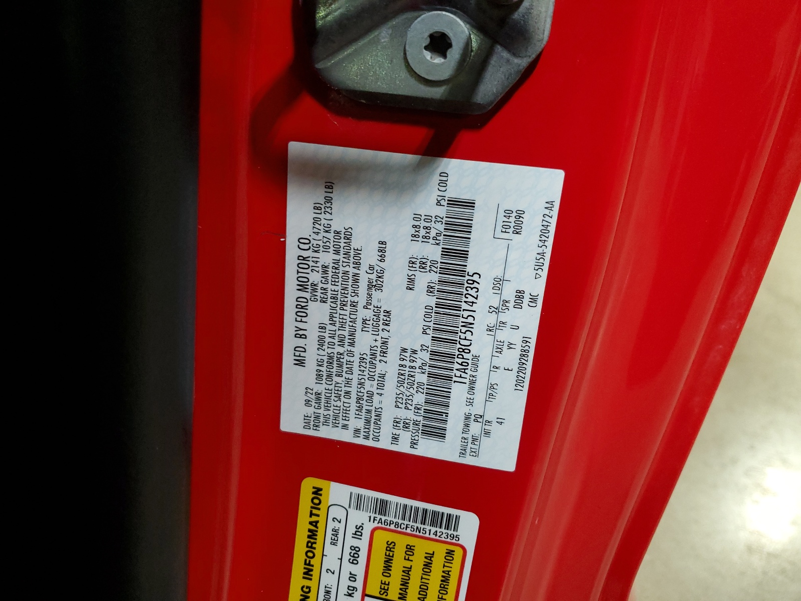 1FA6P8CF5N5142395 2022 Ford Mustang Gt