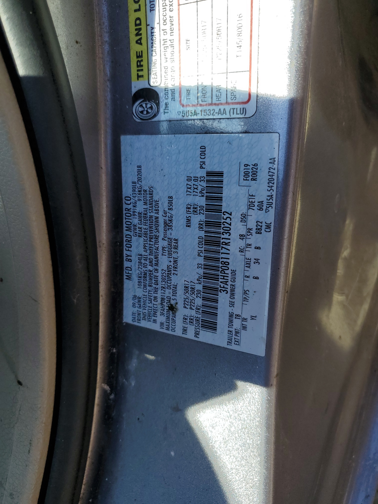 3FAHP08117R130252 2007 Ford Fusion Sel