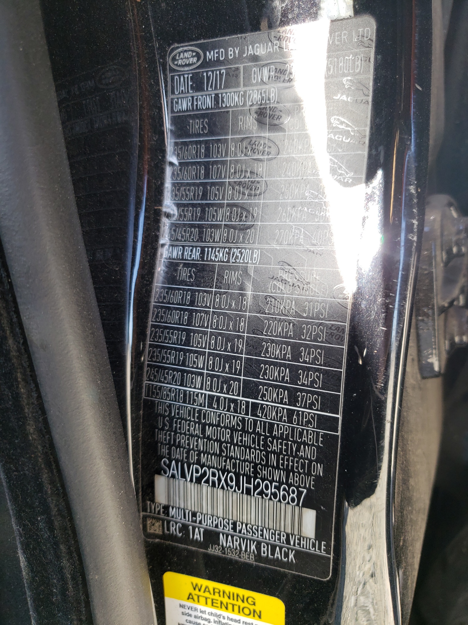 SALVP2RX9JH295687 2018 Land Rover Range Rover Evoque Se