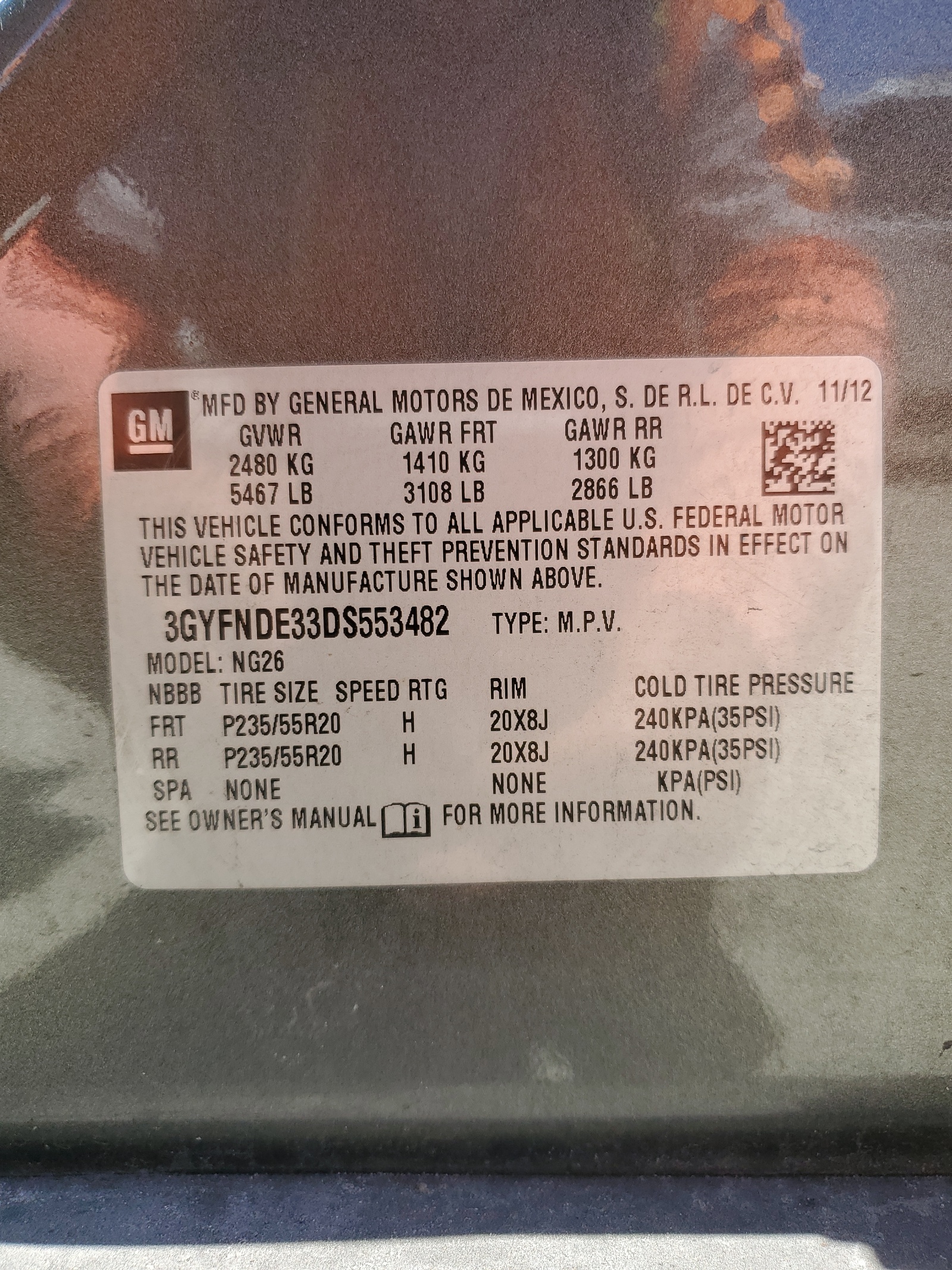 3GYFNDE33DS553482 2013 Cadillac Srx Performance Collection