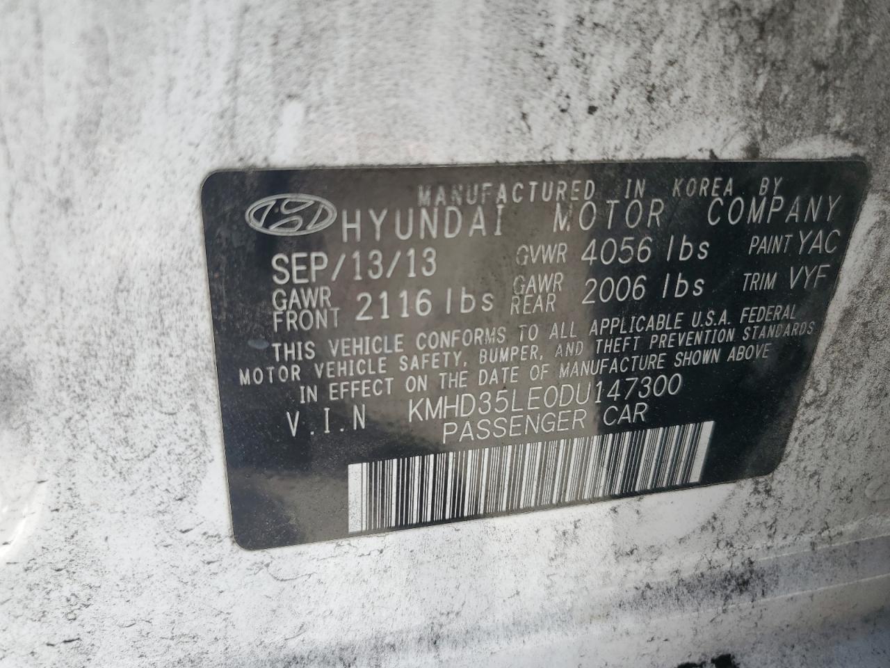 2013 Hyundai Elantra Gt VIN: KMHD35LE0DU147300 Lot: 63863254