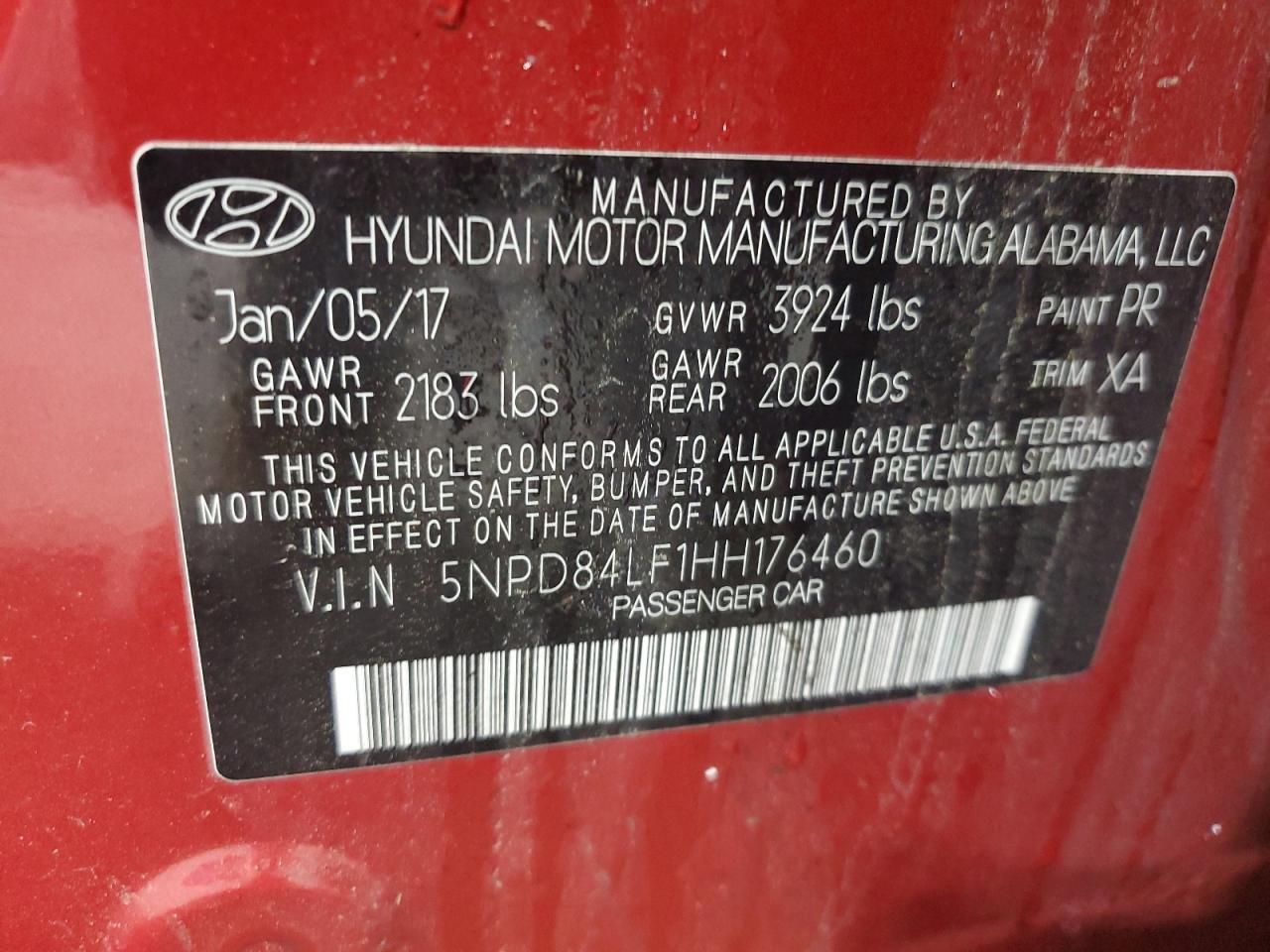 2017 Hyundai Elantra Se VIN: 5NPD84LF1HH176460 Lot: 60755954