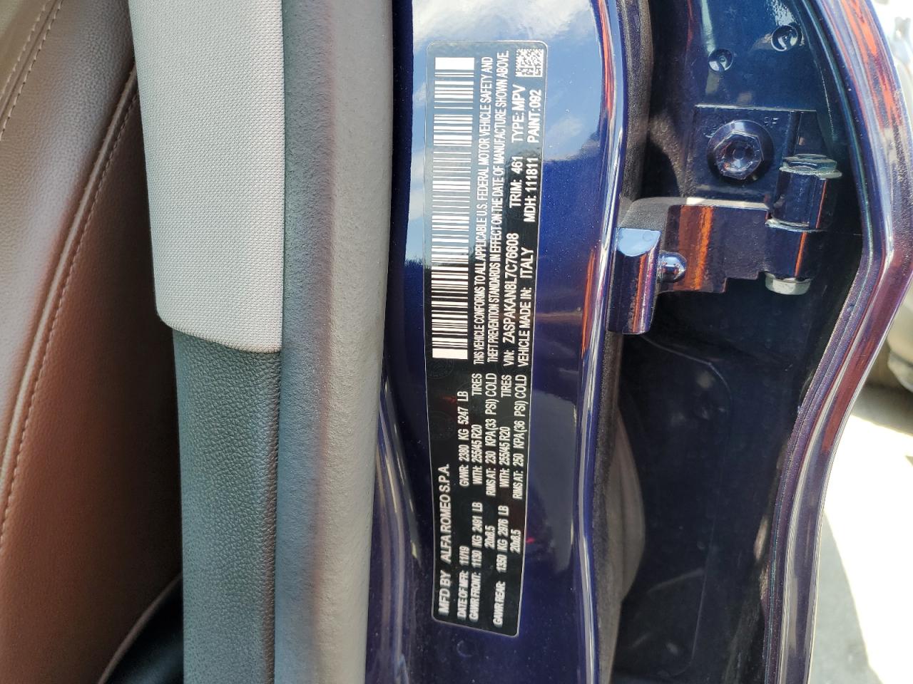 2020 Alfa Romeo Stelvio VIN: ZASPAKAN8L7C76608 Lot: 64440654