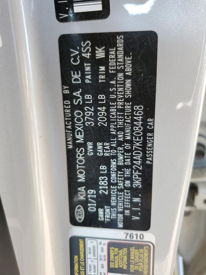 2019 Kia Forte Fe VIN: 3KPF24AD7KE084468 Lot: 64754574