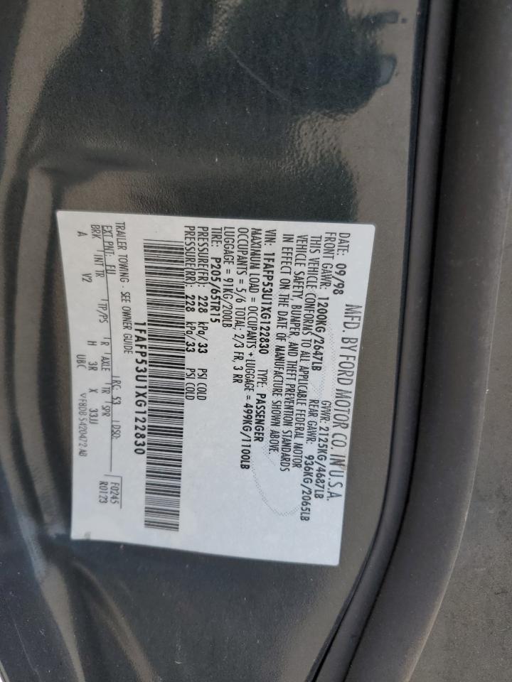 1999 Ford Taurus Se VIN: 1FAFP53U1XG122830 Lot: 63985194