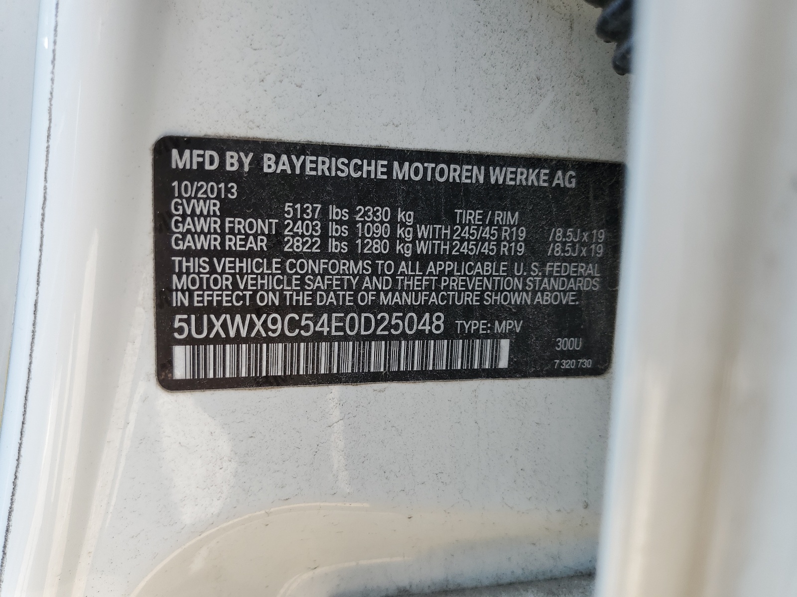 5UXWX9C54E0D25048 2014 BMW X3 xDrive28I