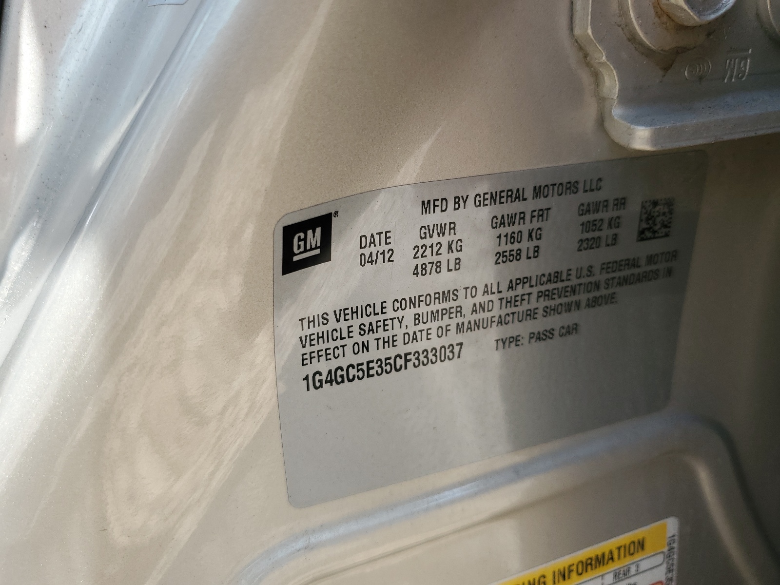 1G4GC5E35CF333037 2012 Buick Lacrosse