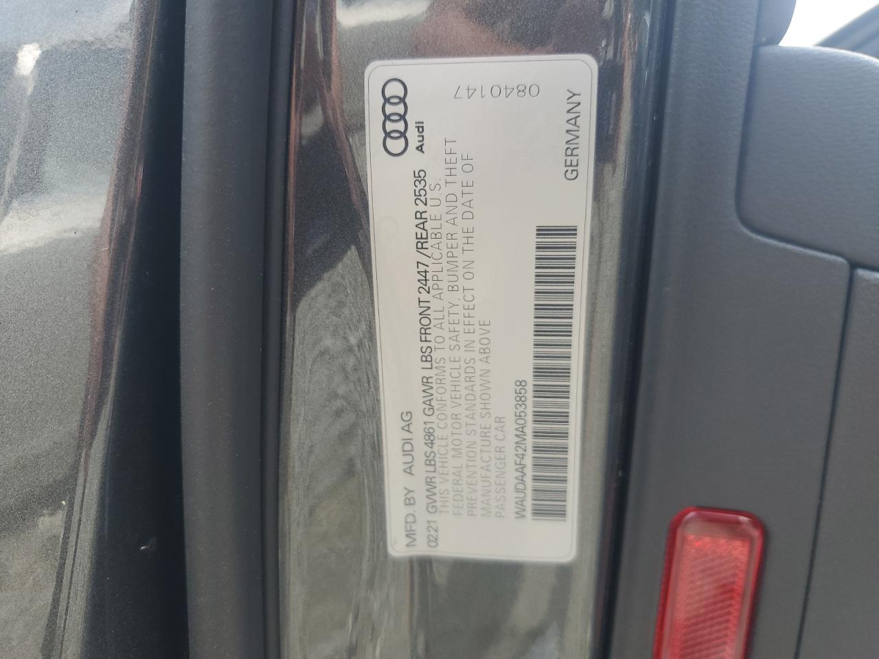 2021 Audi A4 Premium 45 VIN: WAUDAAF42MA053858 Lot: 63448934