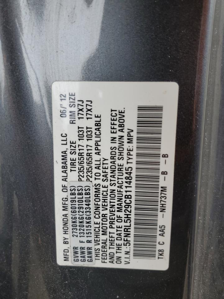 2012 Honda Odyssey Lx VIN: 5FNRL5H29CB114845 Lot: 62868004