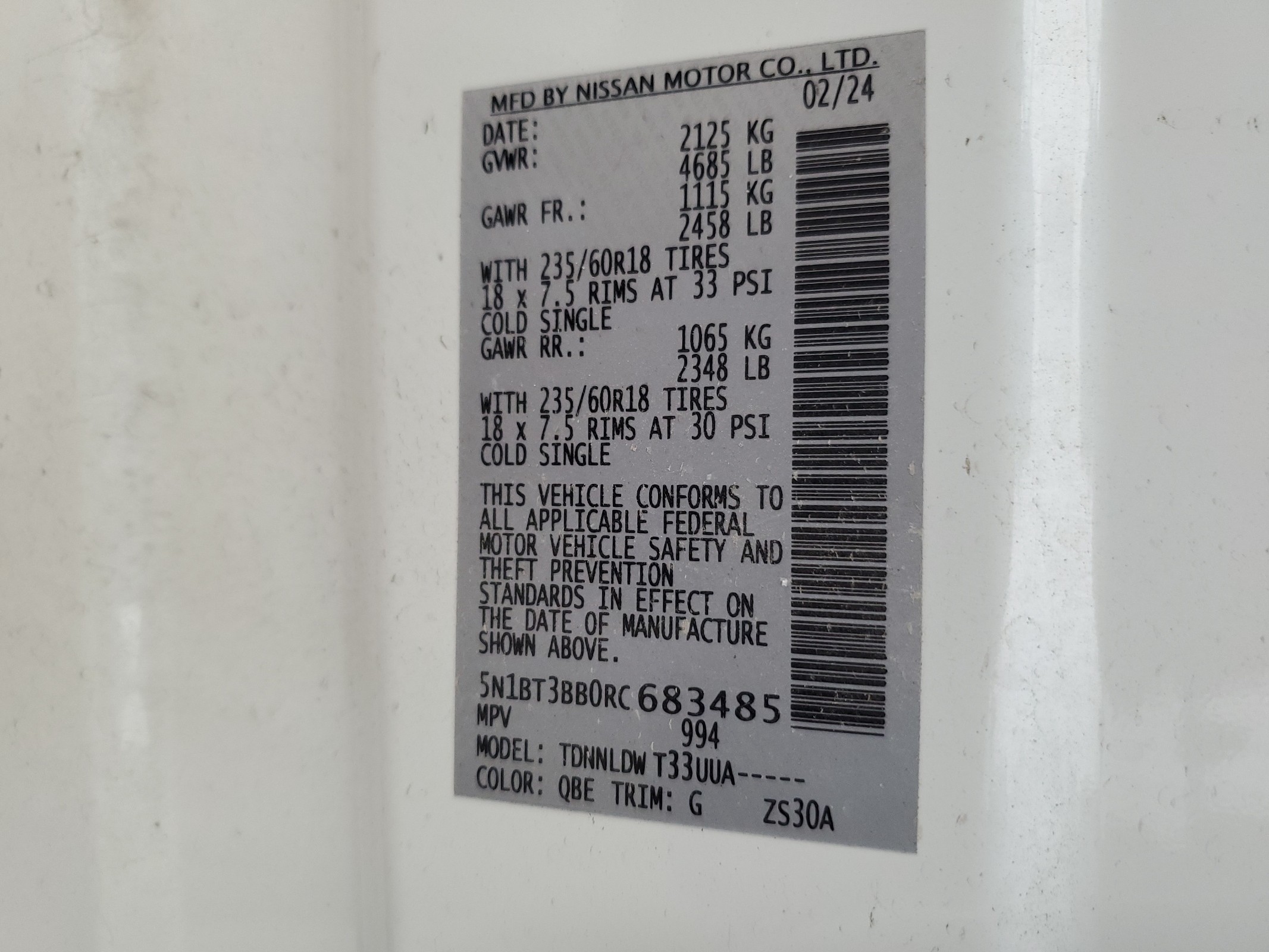 5N1BT3BB0RC683485 2024 Nissan Rogue Sv