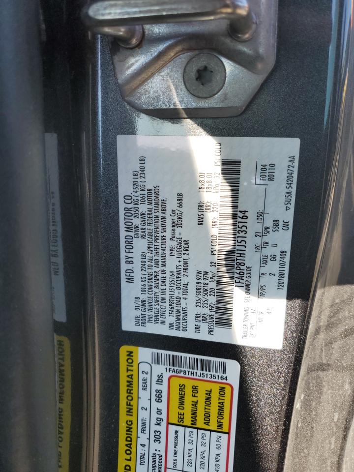 2018 Ford Mustang VIN: 1FA6P8TH1J5135164 Lot: 62490024